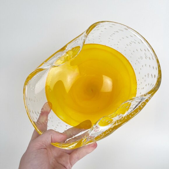 Vintage Murano Large Glass Art Dish Bowl Handmade Hand Blown Gift Present Rare - Picture 8 of 8